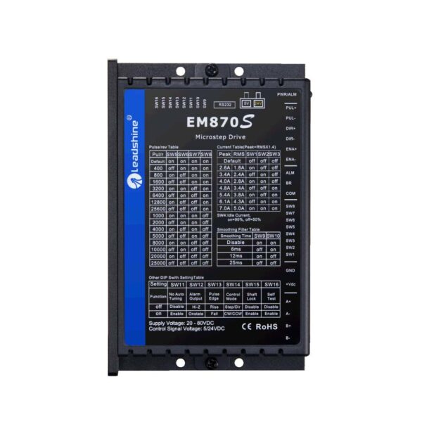 EM870S Stepper drive 1.4-7.0A, 20-80VDC supply voltage - Image 2