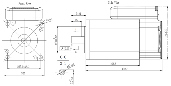 180W integrated servo motor