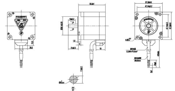 4.0A NEMA 23 stepper motor - 57CM13-0-I8 - Image 4