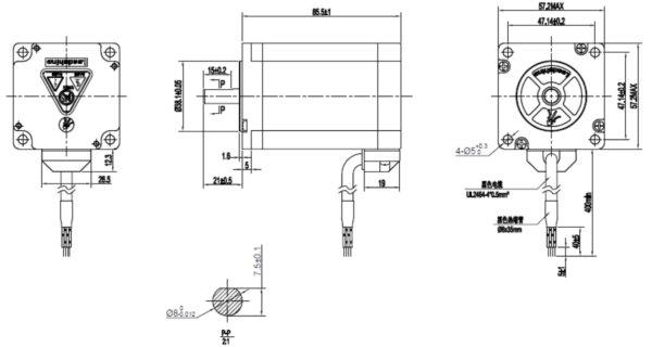 5.0A NEMA 23 stepper motor - 57CM26 - Image 4