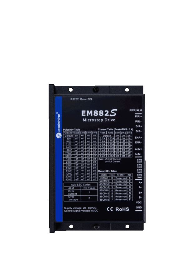 EM882S Stepper drive 2.1-8.2A, 20-80VDC supply voltage - Image 2