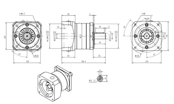 PLF120 planetary gearbox for 130mm frame motors, select ratio - Image 2